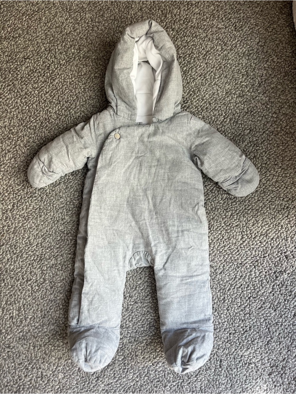 JACADI Hooded Footed Snowsuit - Light Gray